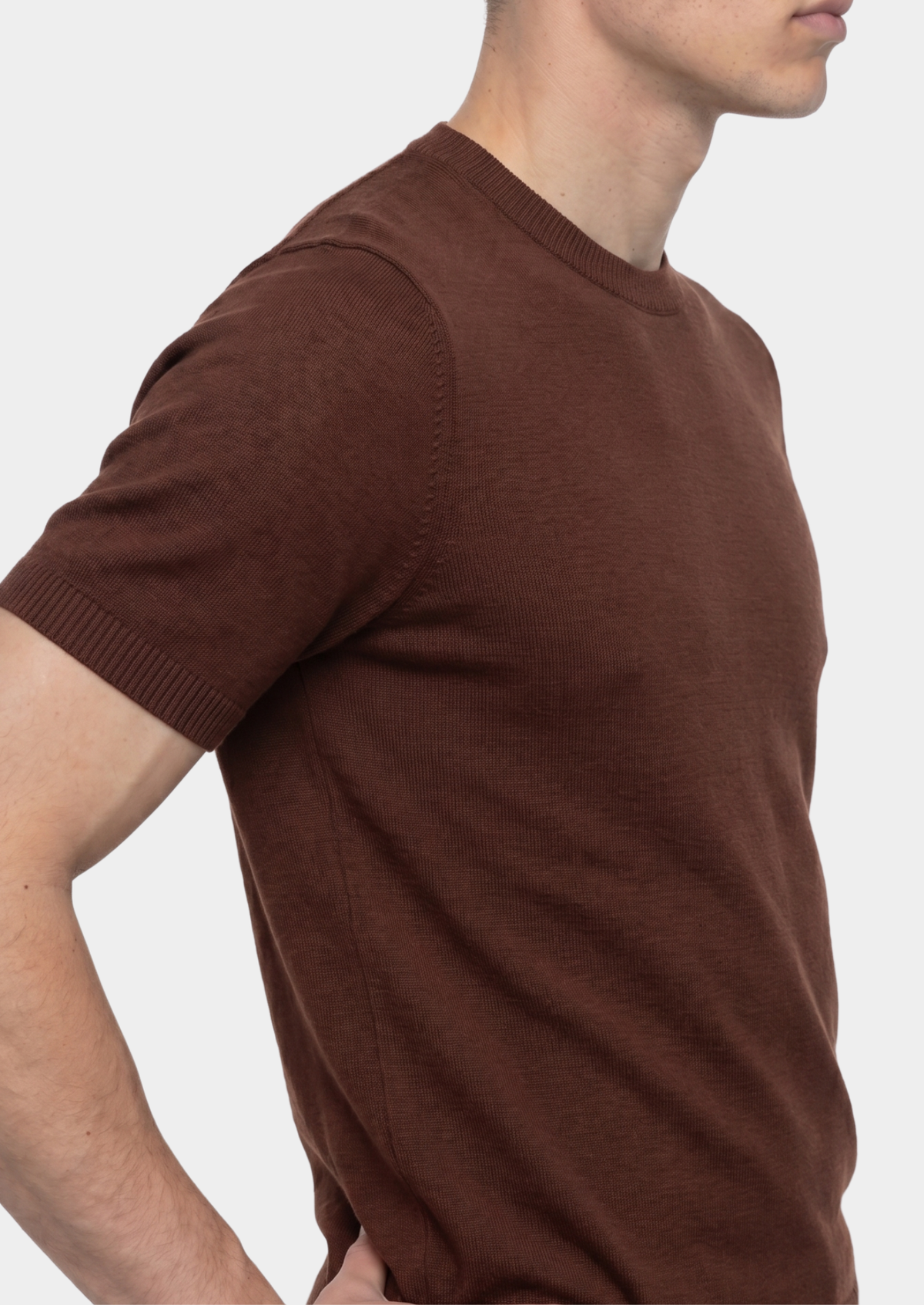 T-Shirt essentiel col rond en maille café