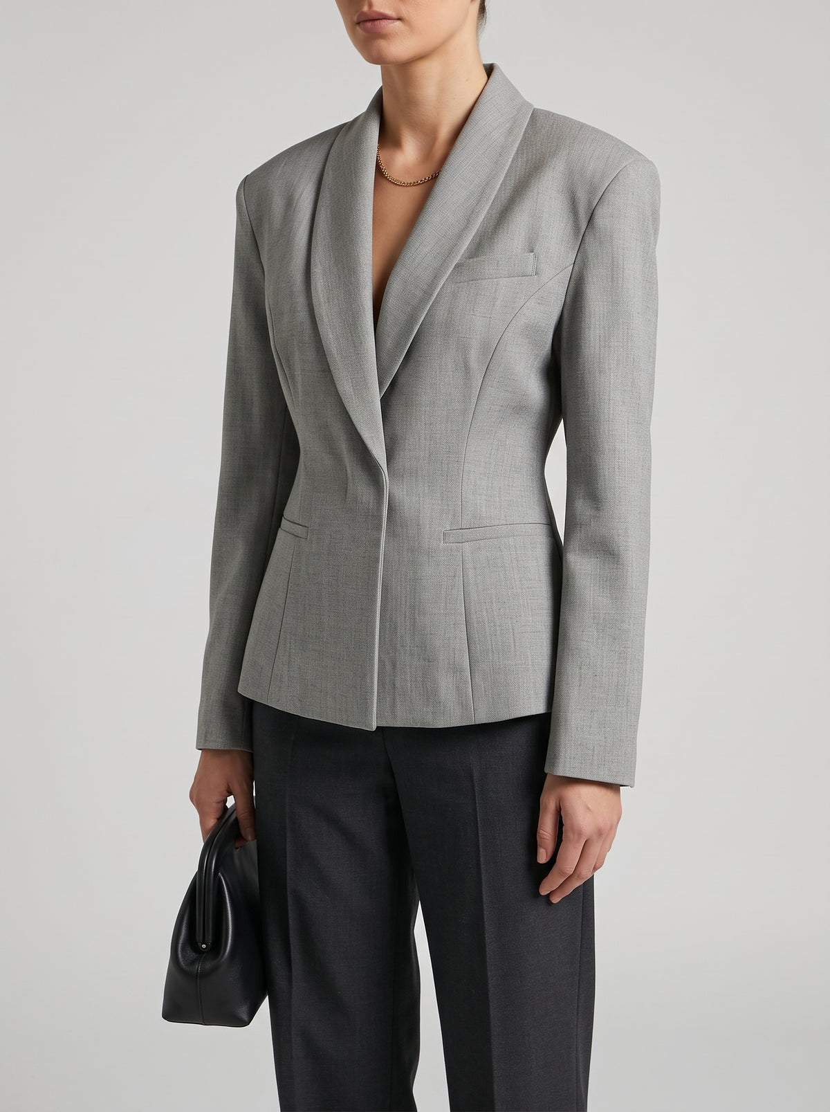 Maxine Shawl Collar Blazer — Gray