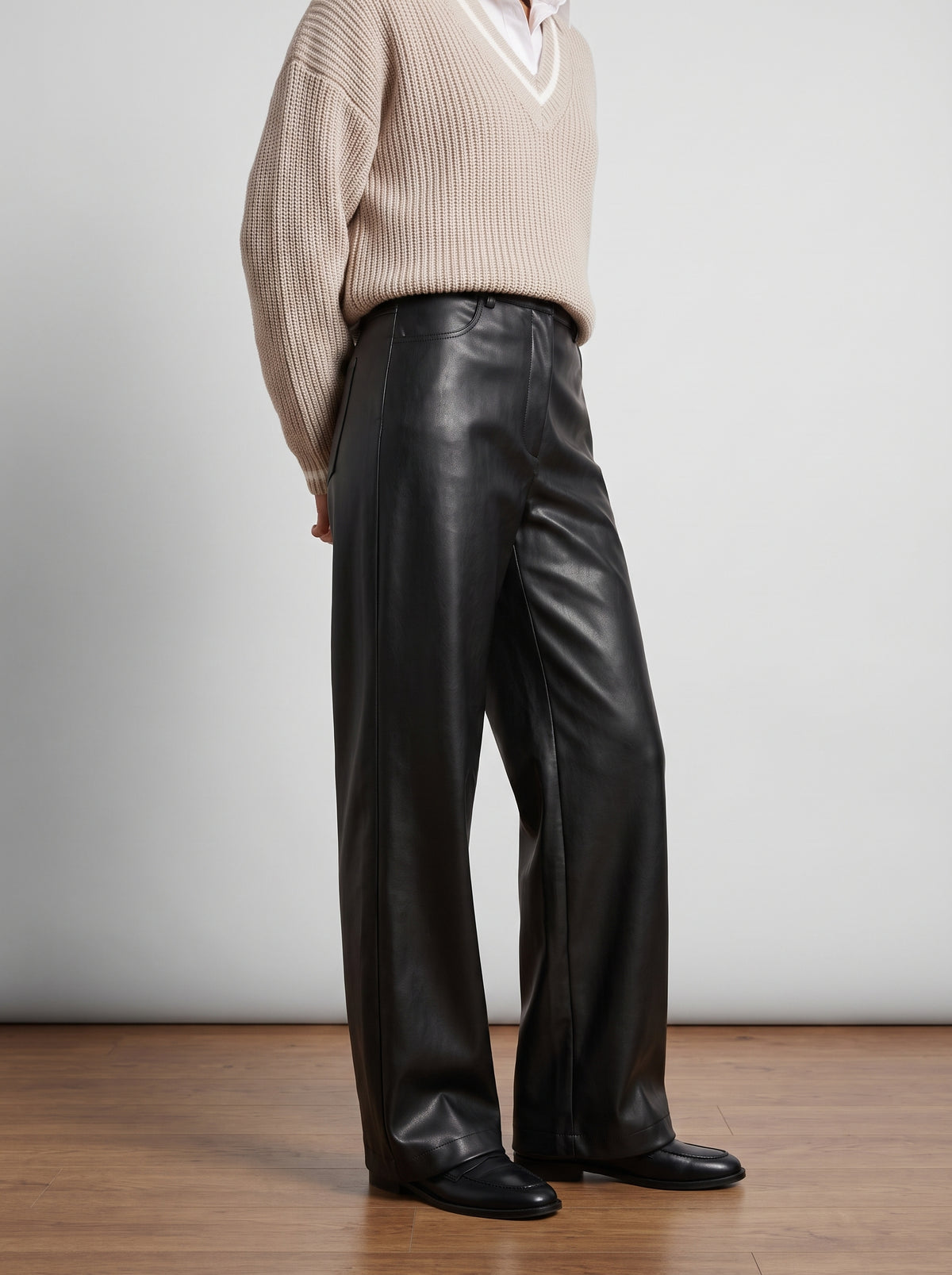 Pantalon large Ada taille haute doublé polaire
