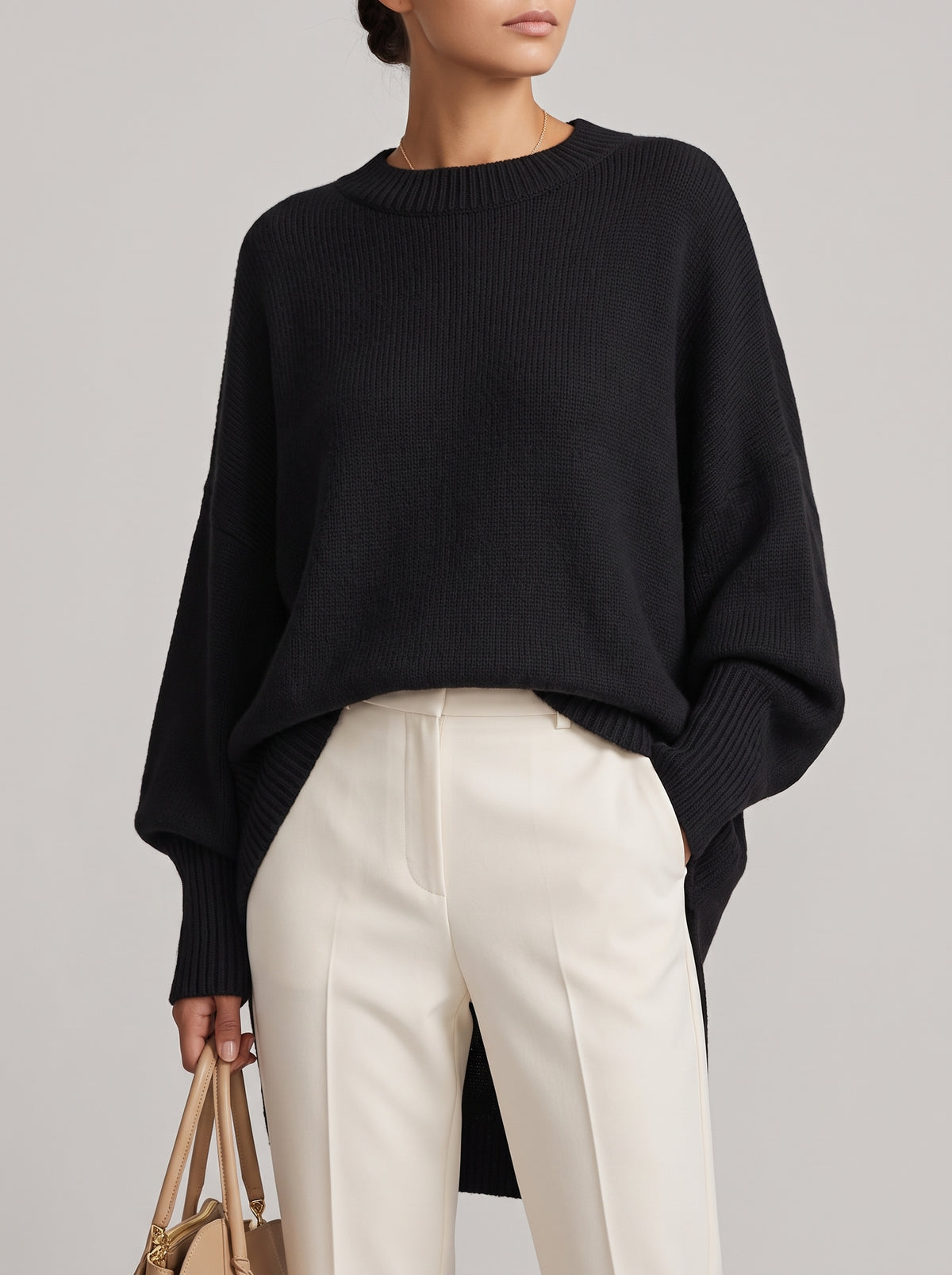 Georgette Ribbed Knit Jumper - Black