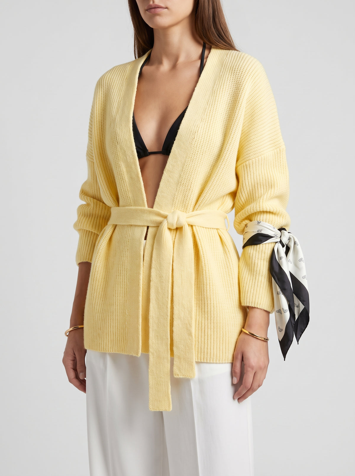 Bianca Belted Midi Cardigan - Yellow
