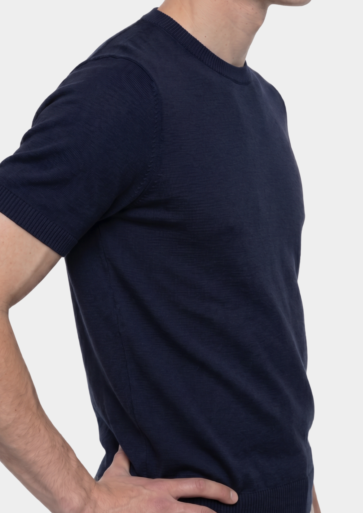 T-Shirt essentiel col rond en maille bleu marine