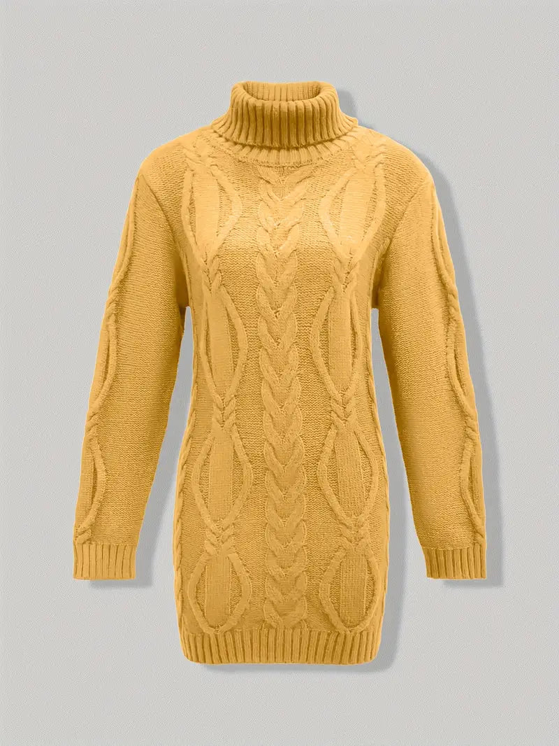 MADELEINE — Robe à Col Roulé en Maille Torsadée