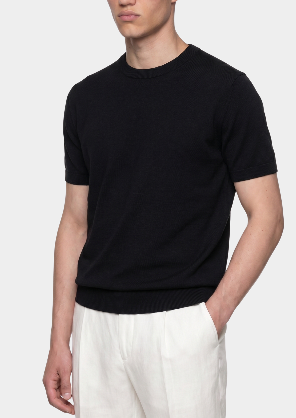 T-Shirt essentiel col rond en maille noir