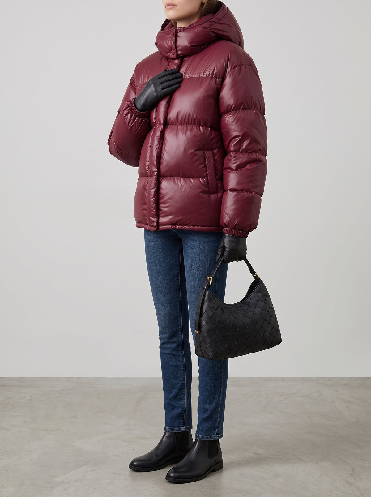 Eliza Hooded Quilted Parka — Burgundy