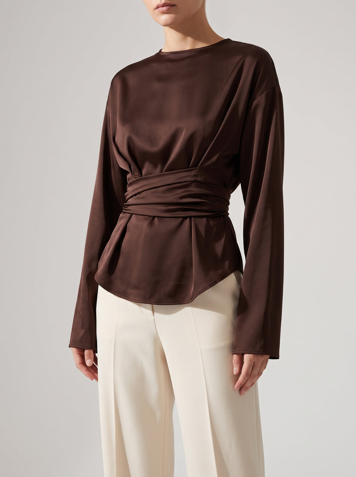 Penelope Satin Back-Tie Blouse