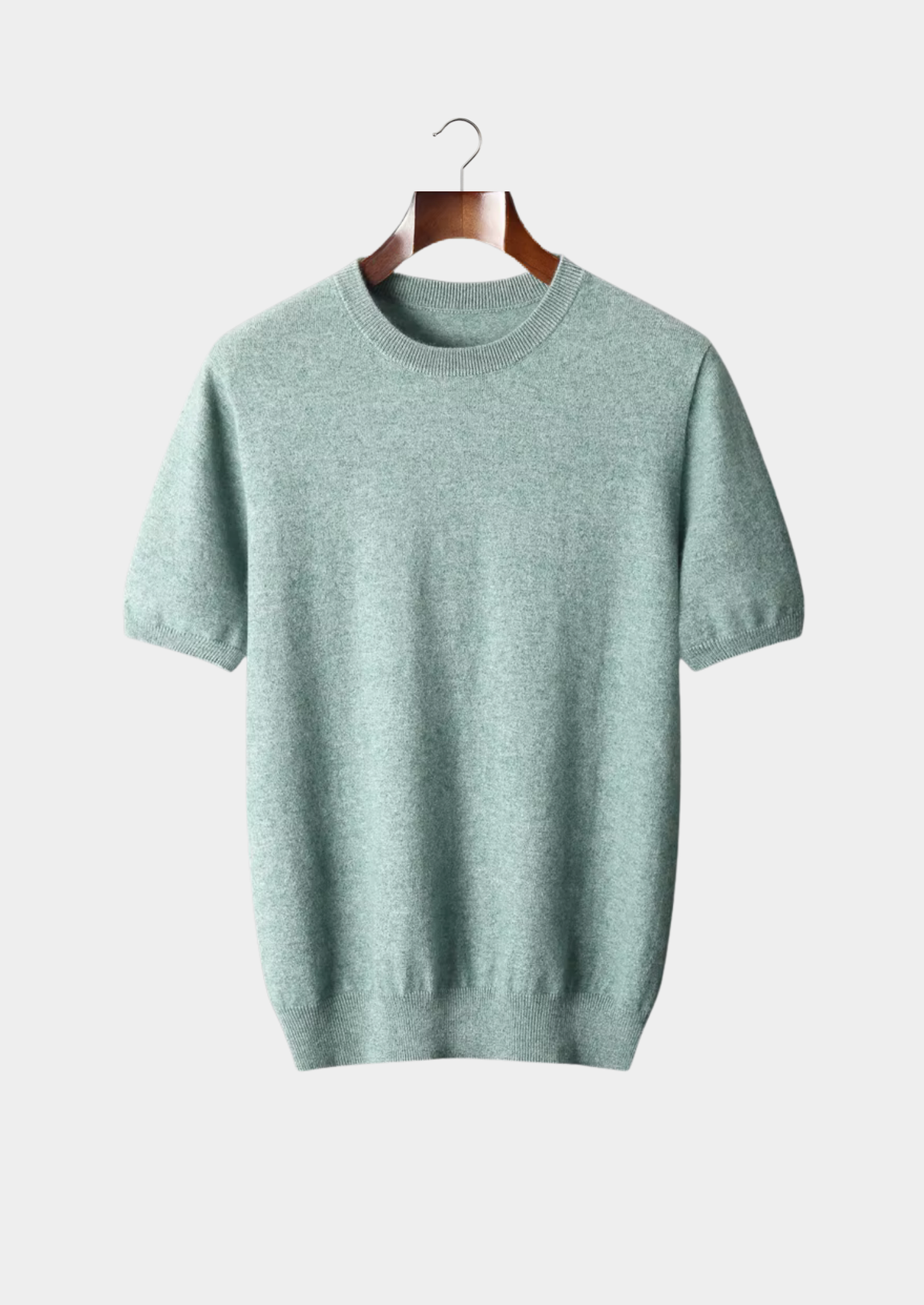 T-Shirt col rond classique en cachemire premium ardoise verdoyante
