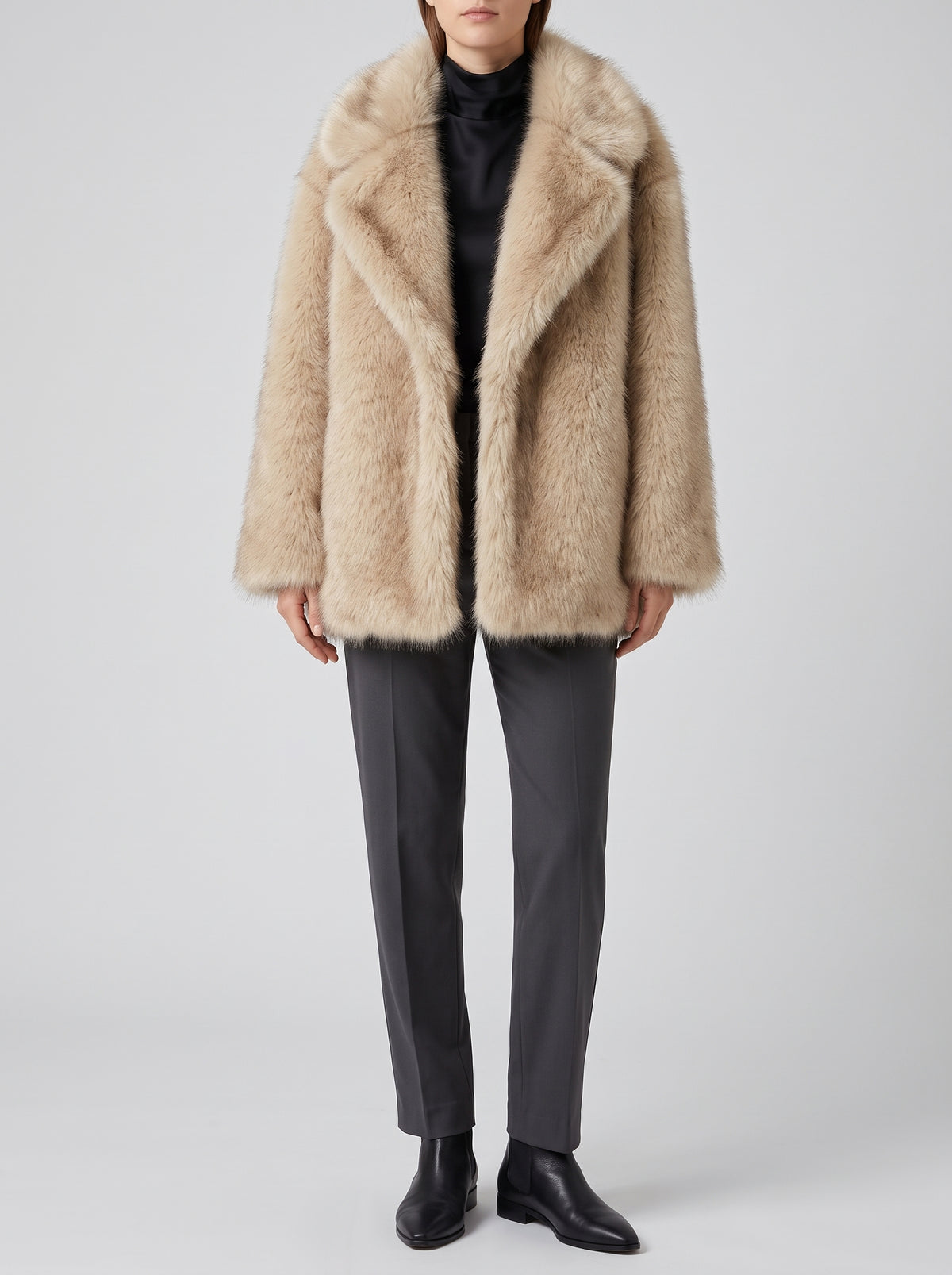 Héloïse Oversized Ombré Faux Fur Coat — Gray Ombré