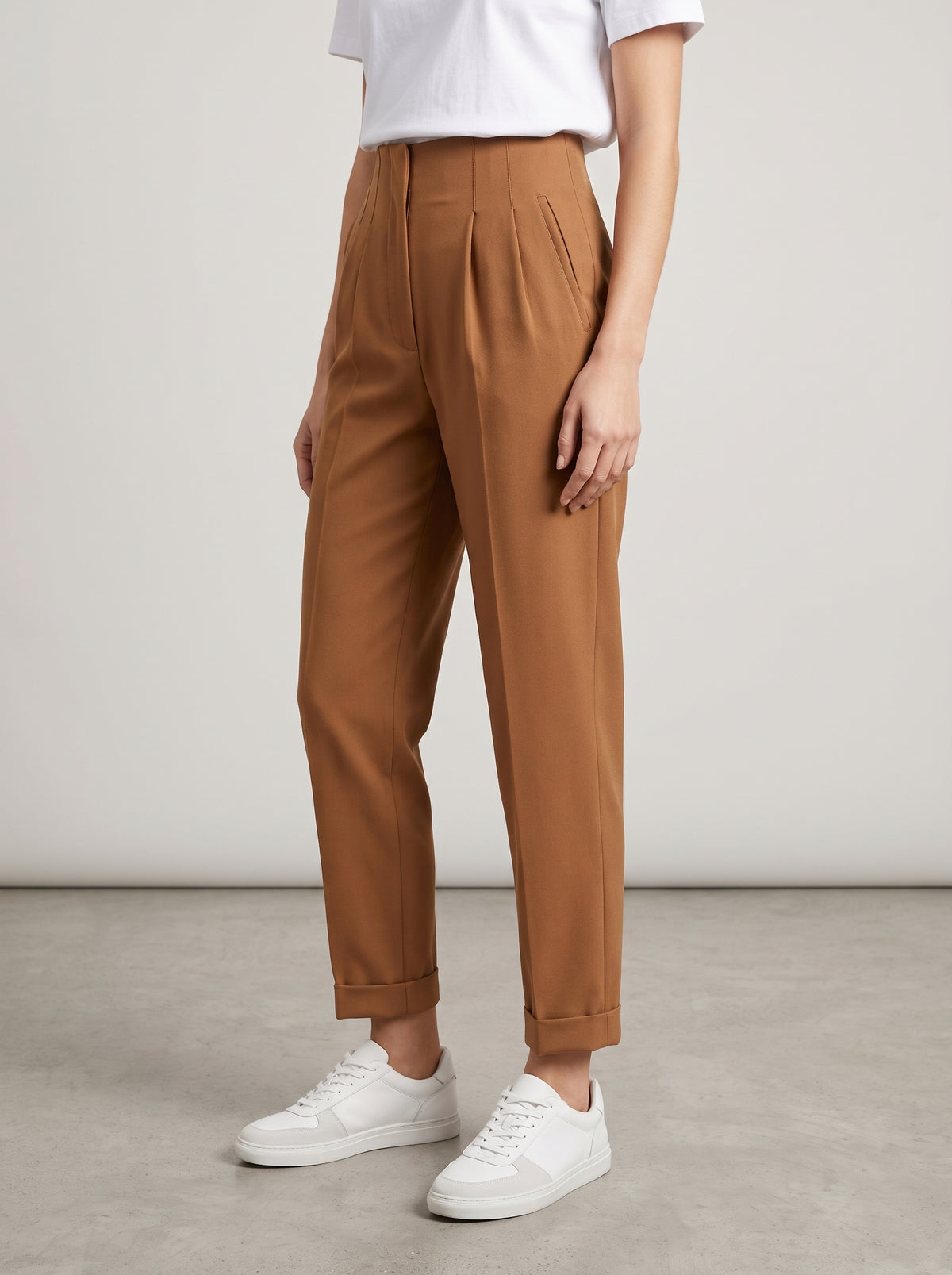 Pantalon cigarette Sofia taille haute - Marron