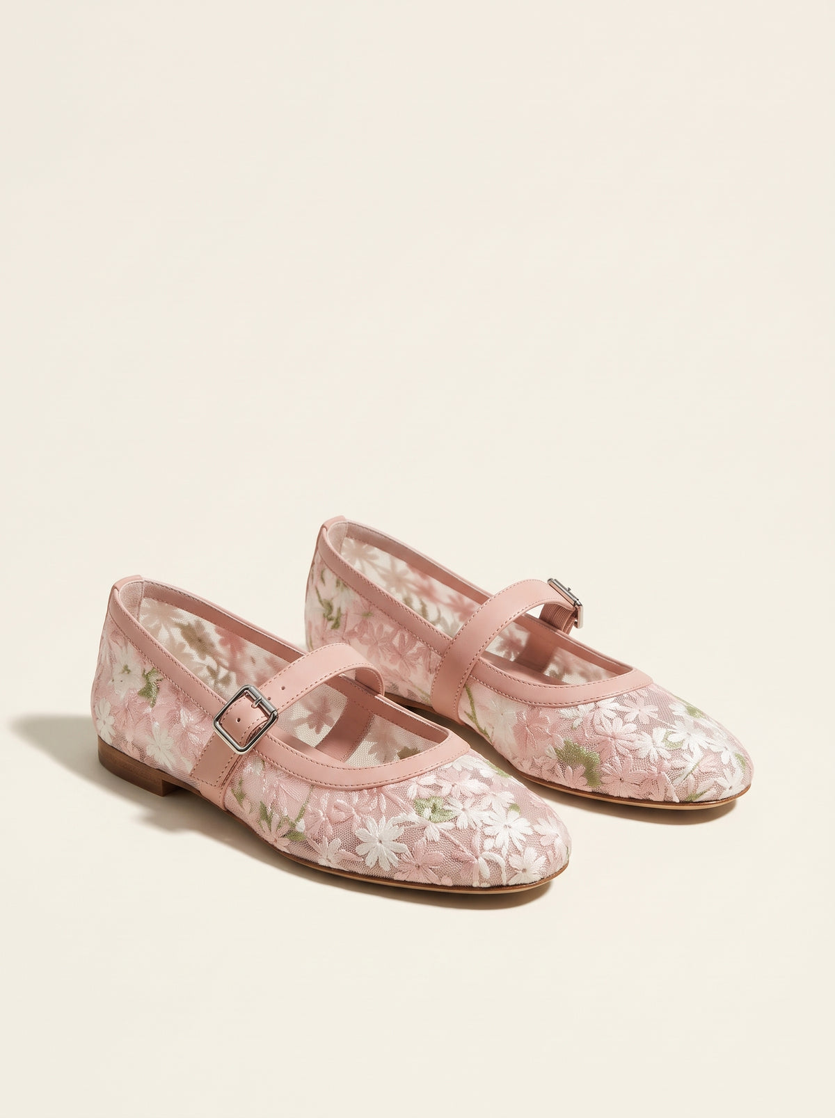 Ballerines babies Helen en résille brodée - Rose