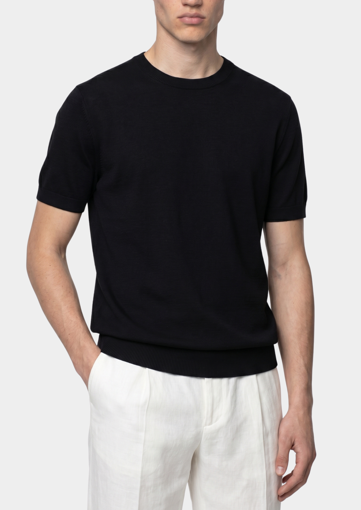 T-Shirt essentiel col rond en maille noir