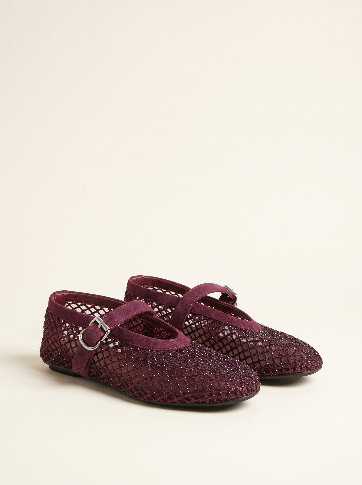 Ballerines babies Rebecca en résille à strass - Bordeaux