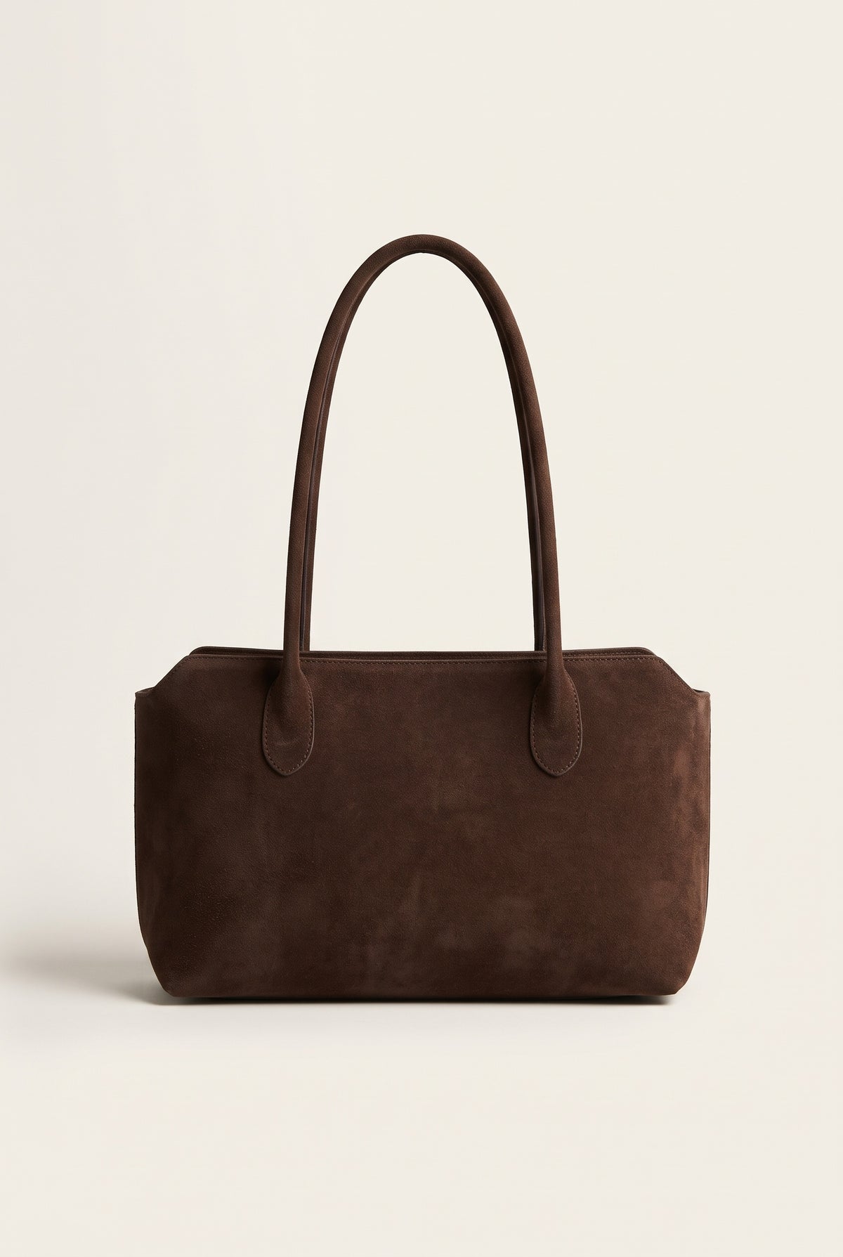 Claudine Faux Suede Shoulder Bag — Brown