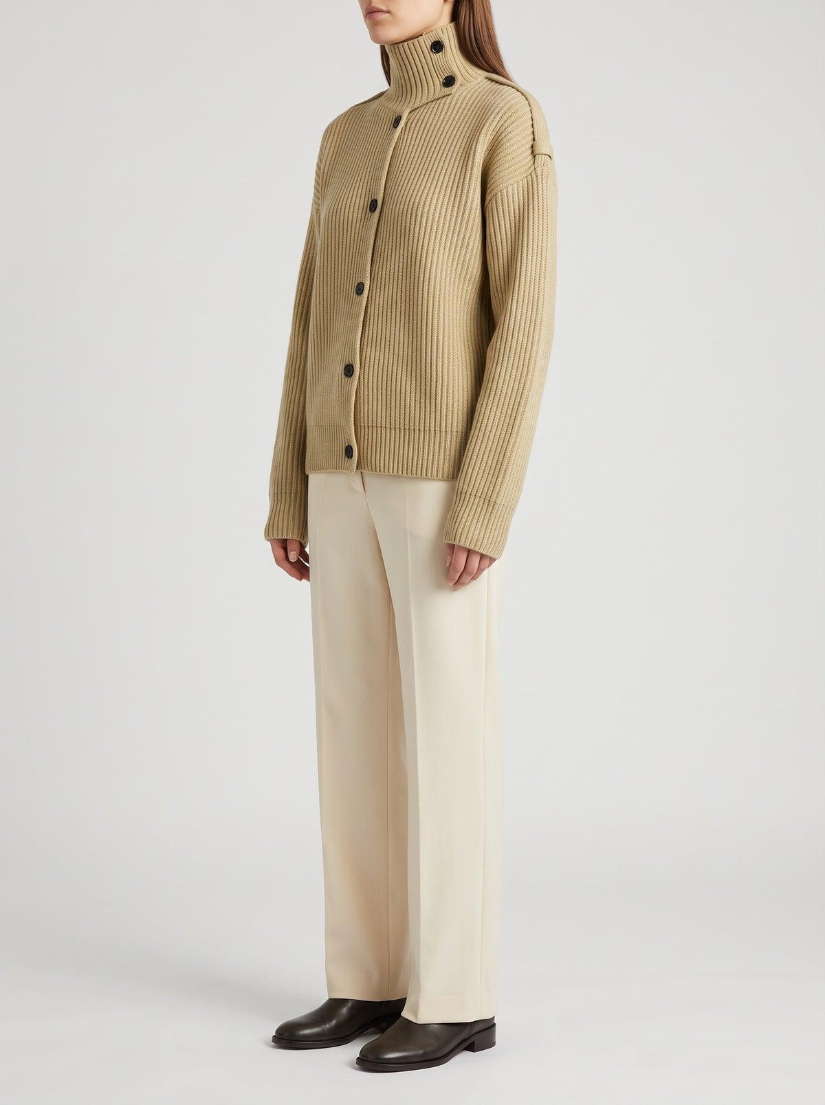 Kylie High Neck Knit Cardigan - Yellow