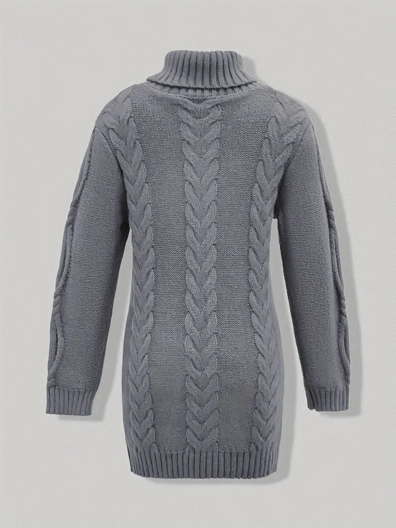 MADELEINE — Robe à Col Roulé en Maille Torsadée