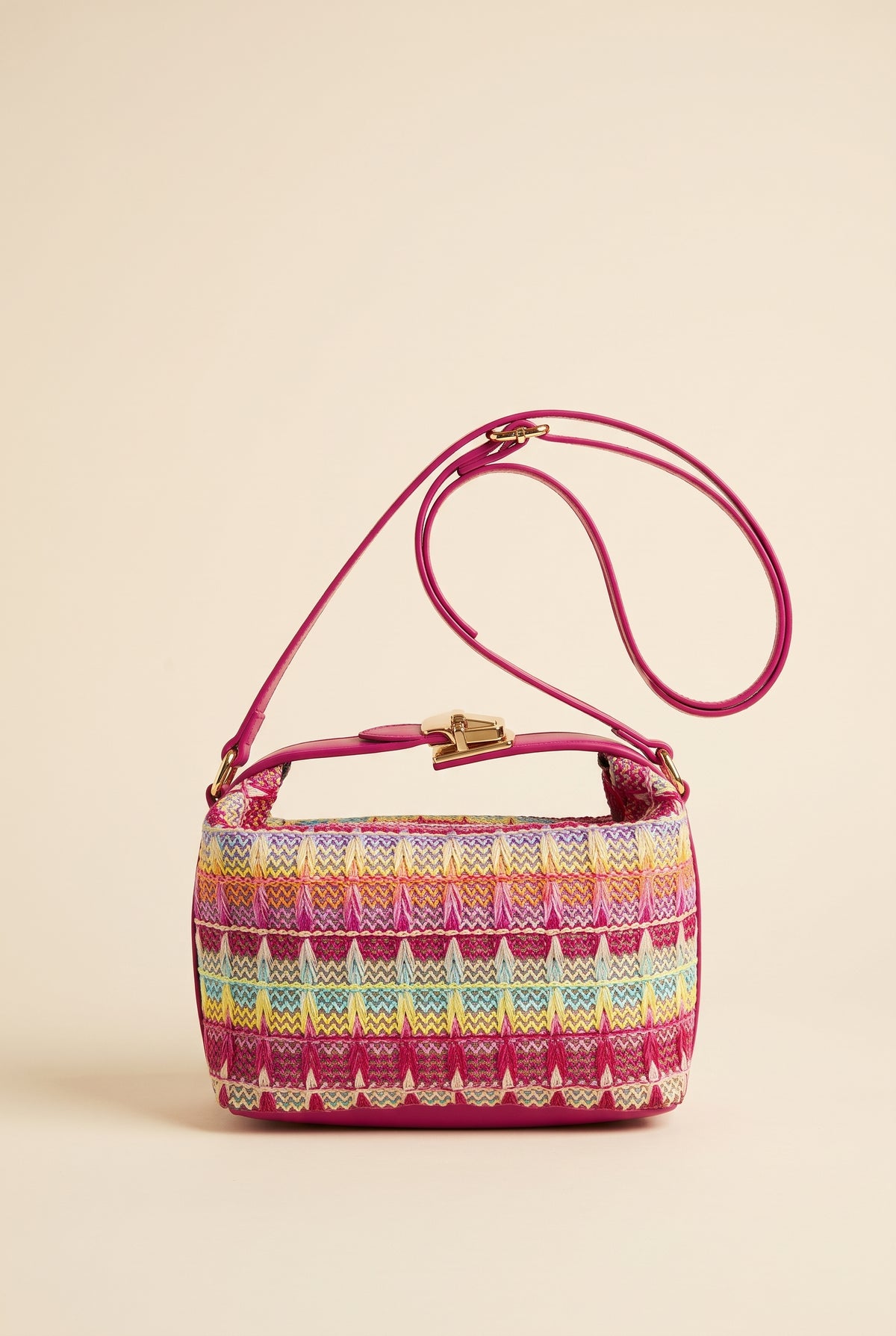 Raphaela Woven Raffia Hobo Bag — Rosy Red