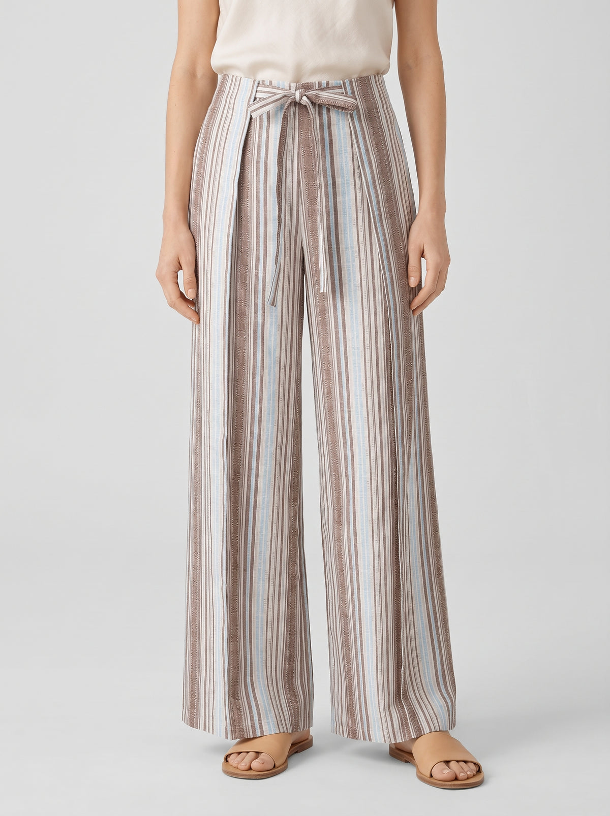 Pantalon Julie à rayures verticales - Taupe