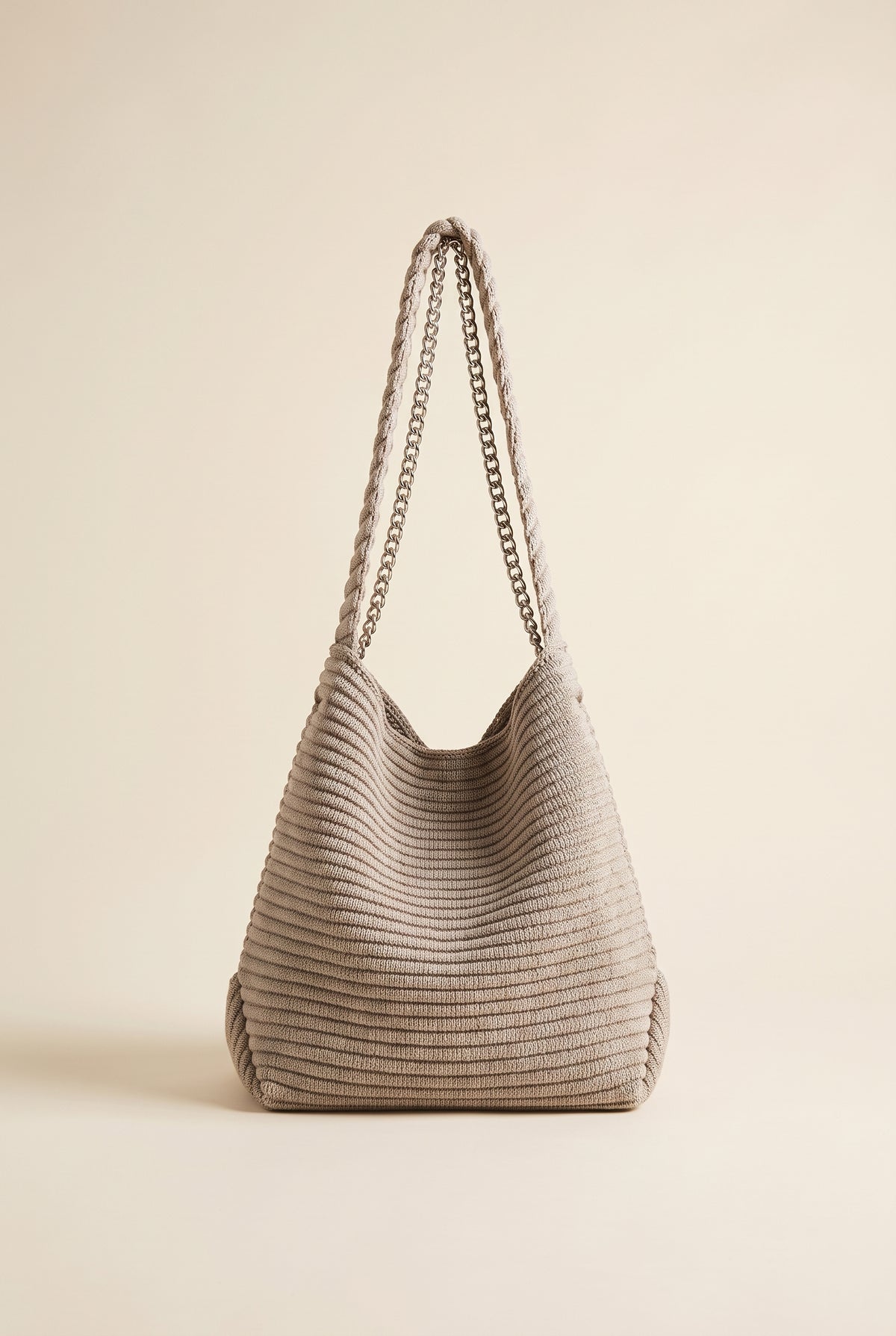 Sac porté épaule Morgan en maille douce - Taupe