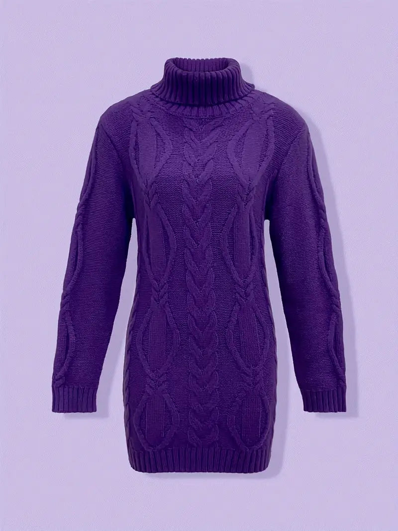 MADELEINE — Robe à Col Roulé en Maille Torsadée
