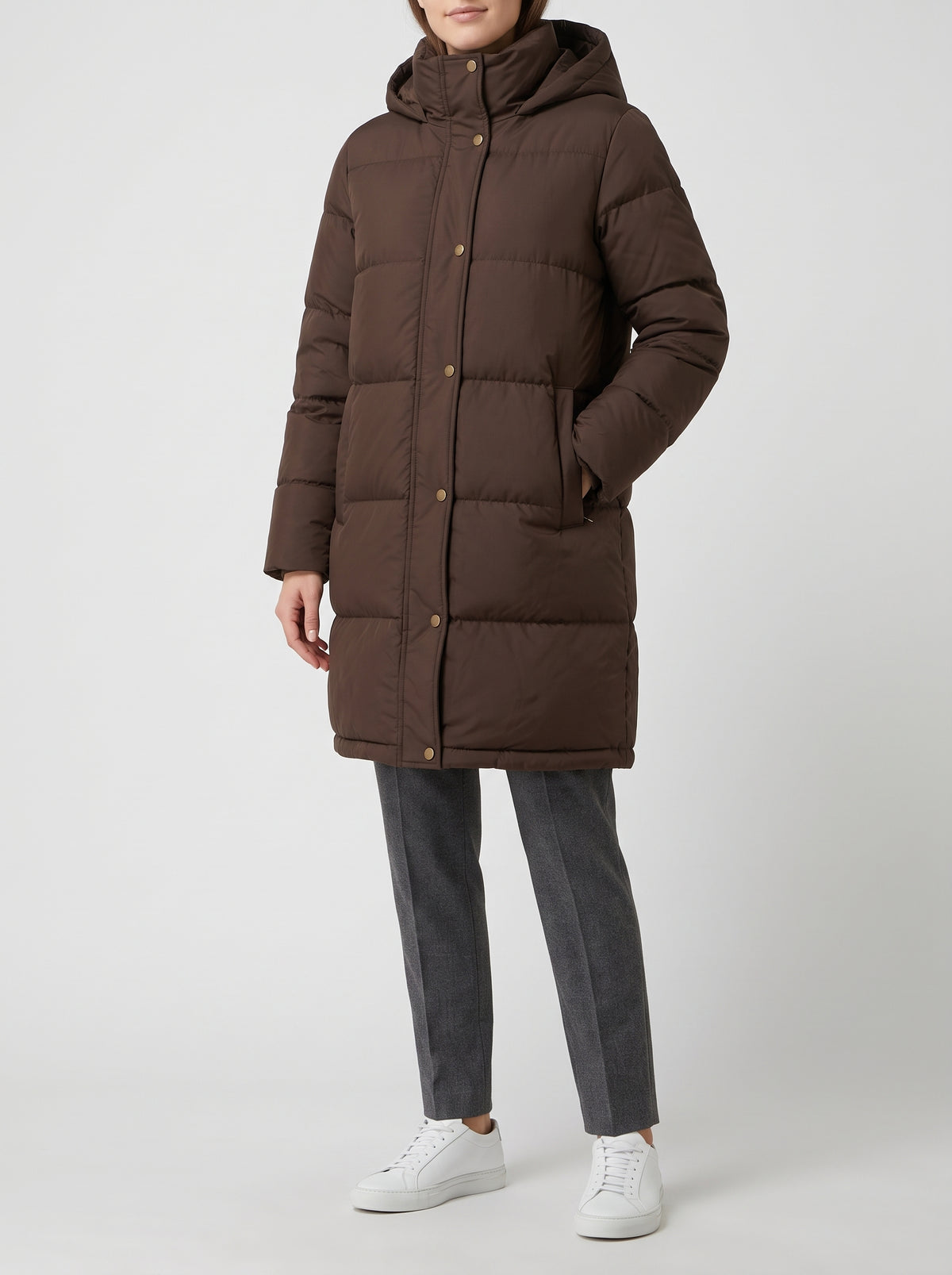 Parka Carlyn à capuche effet cuir - Marron foncé
