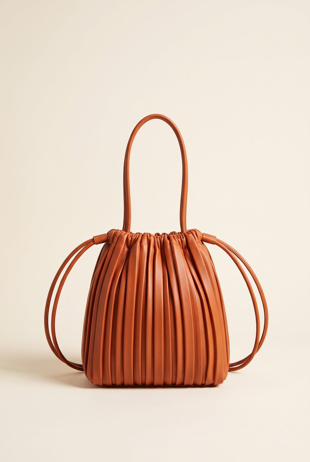 Bianca Pleated Faux Leather Mini Shoulder Bag — Brown, Purple