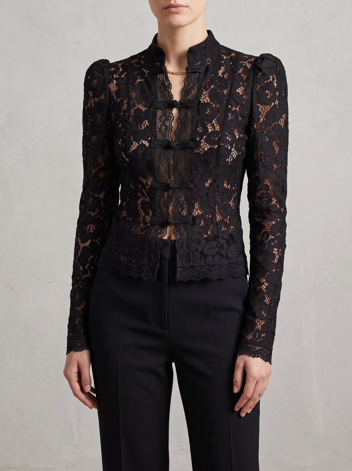 Claire Elegant Lace Blouse - Black