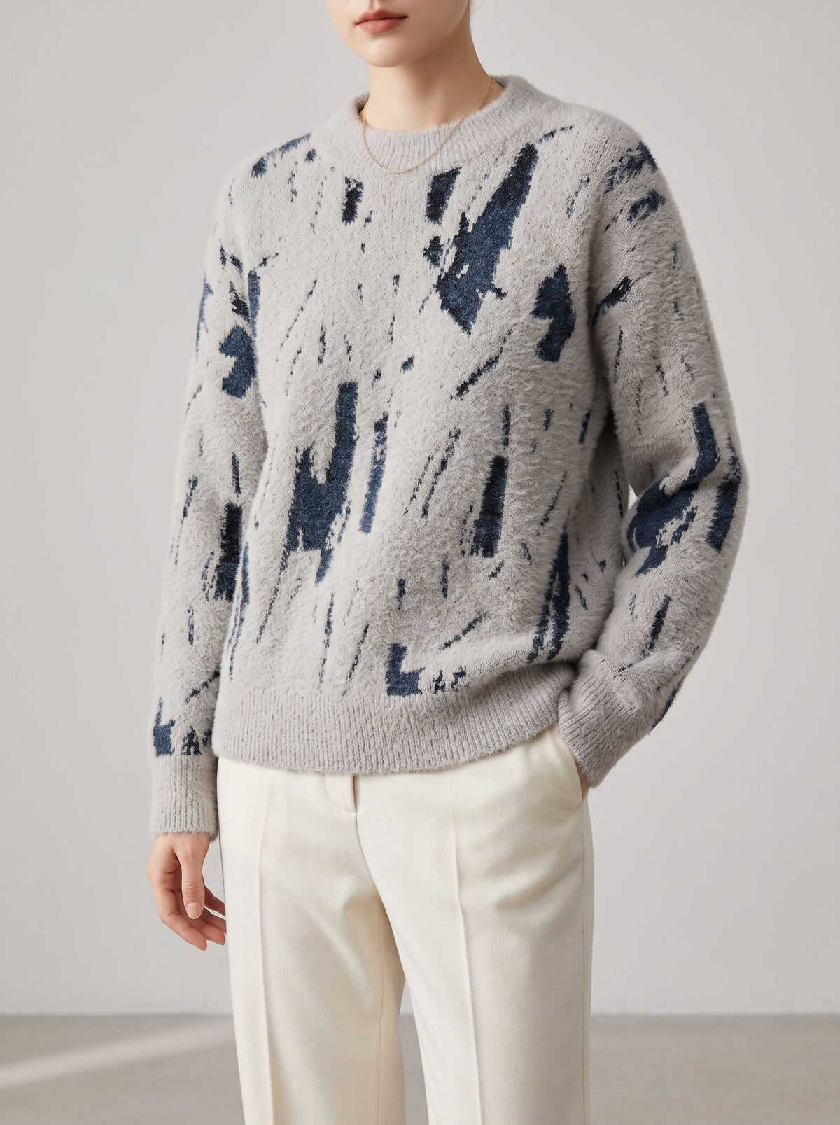 ALBERTINE — Brushstroke Print Jumper - Beige
