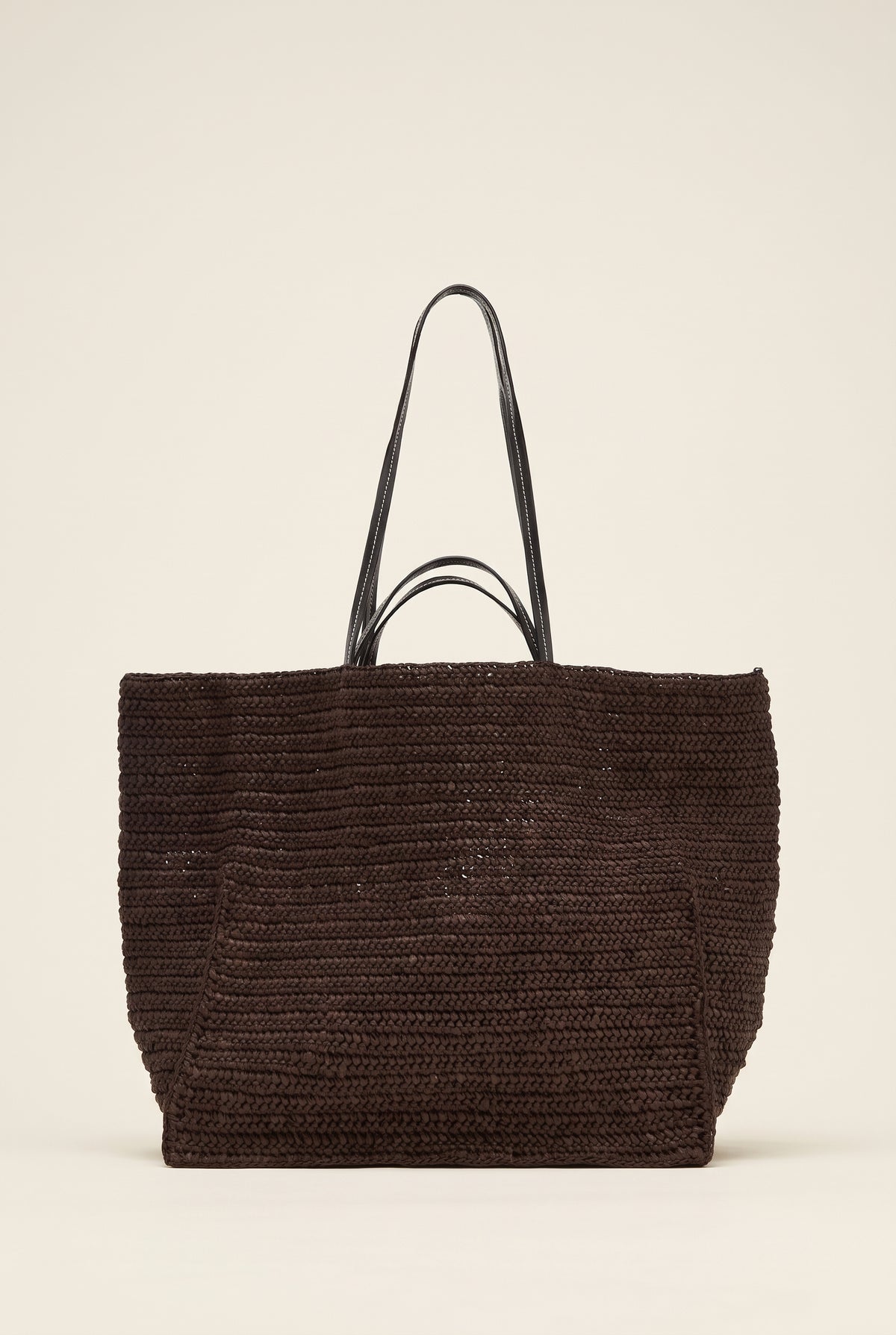 Celeste Woven Straw Tote — Dark Brown