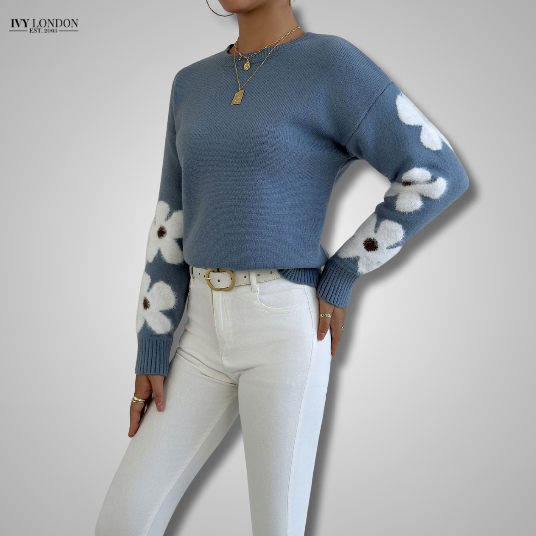 AGATHE — Pull en Maille à Motif Floral