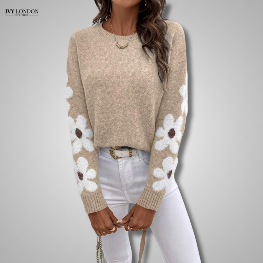 AGATHE — Pull en Maille à Motif Floral