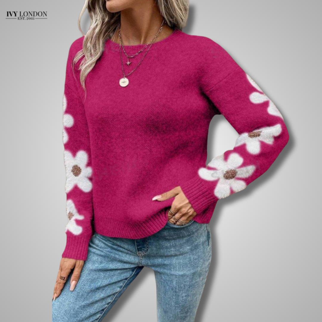 AGATHE — Pull en Maille à Motif Floral