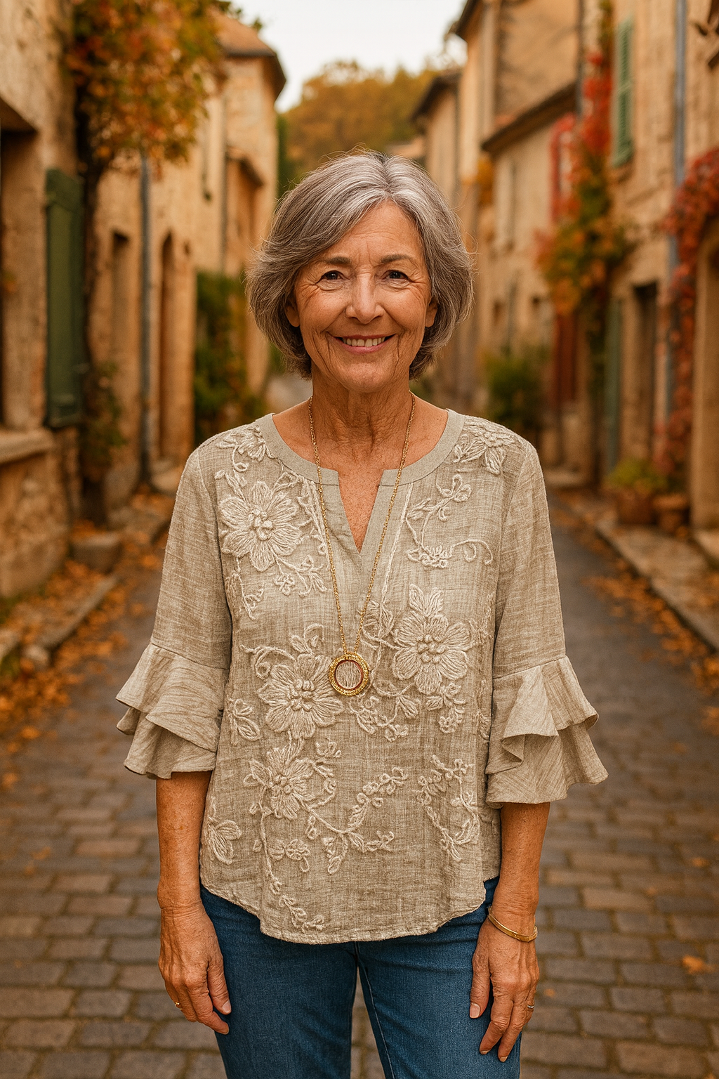 CLAIRE — Blouse à Broderies Florales