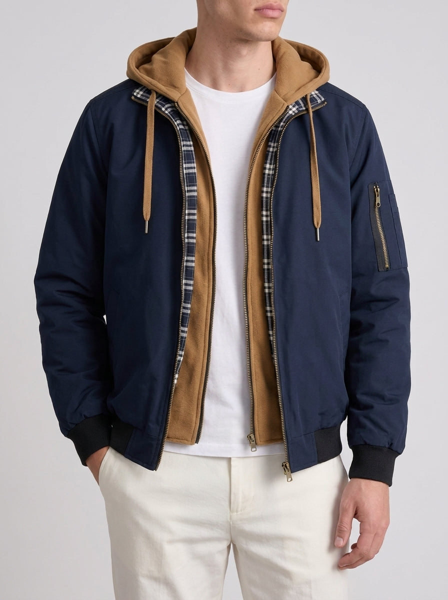 Bomber à Capuche Double Épaisseur