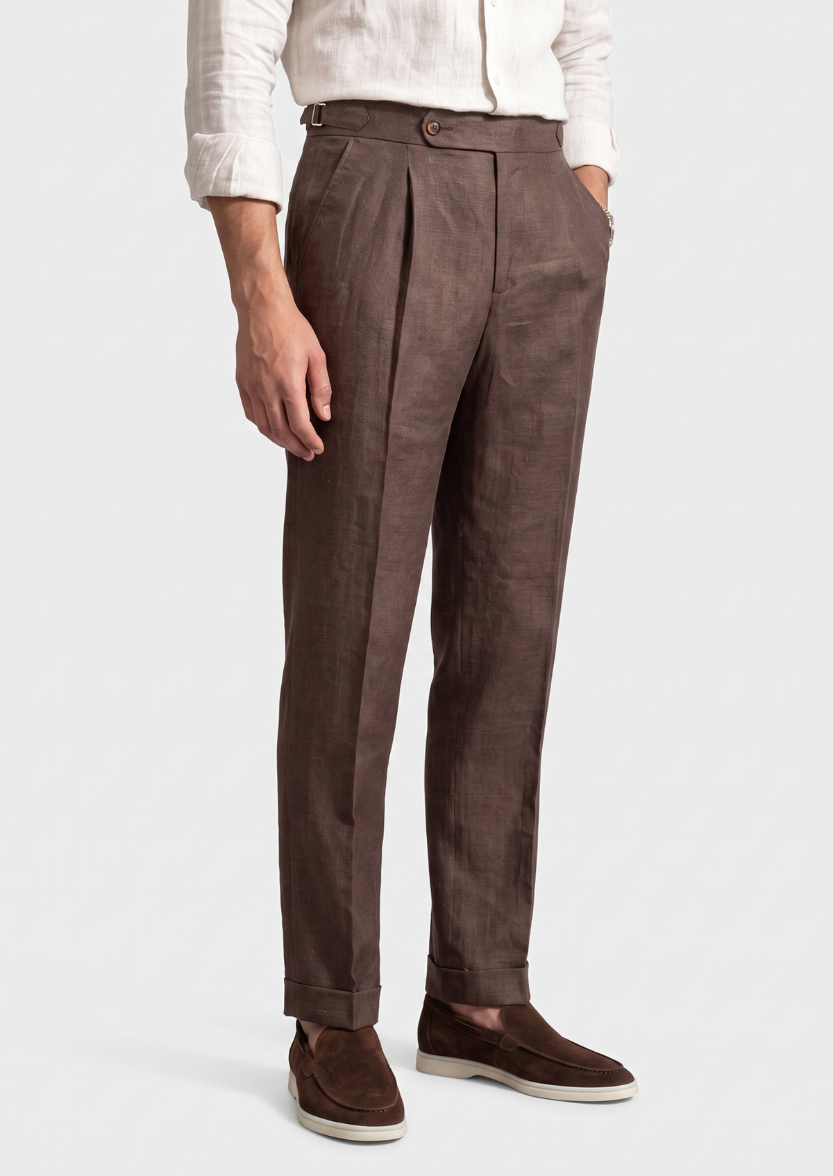 Pantalon côtier à pinces Tuscany marron foncé