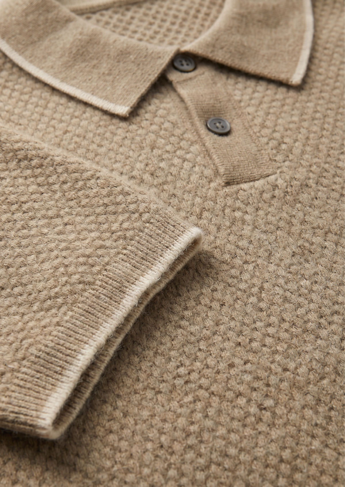 Polo bicolore en cachemire premium beige