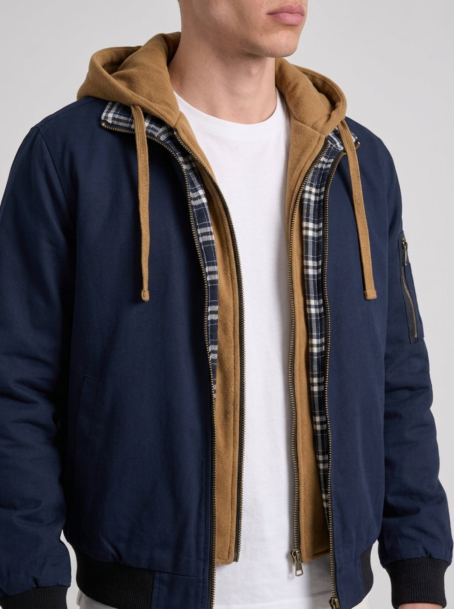 Bomber à Capuche Double Épaisseur