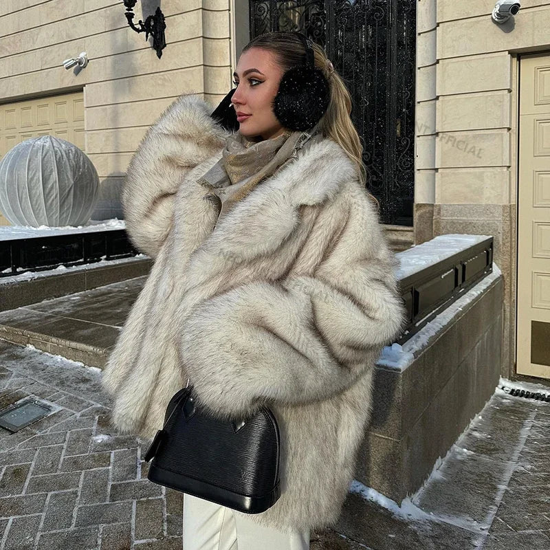HÉLOÏSE — Manteau Oversize en Fausse Fourrure Dégradée
