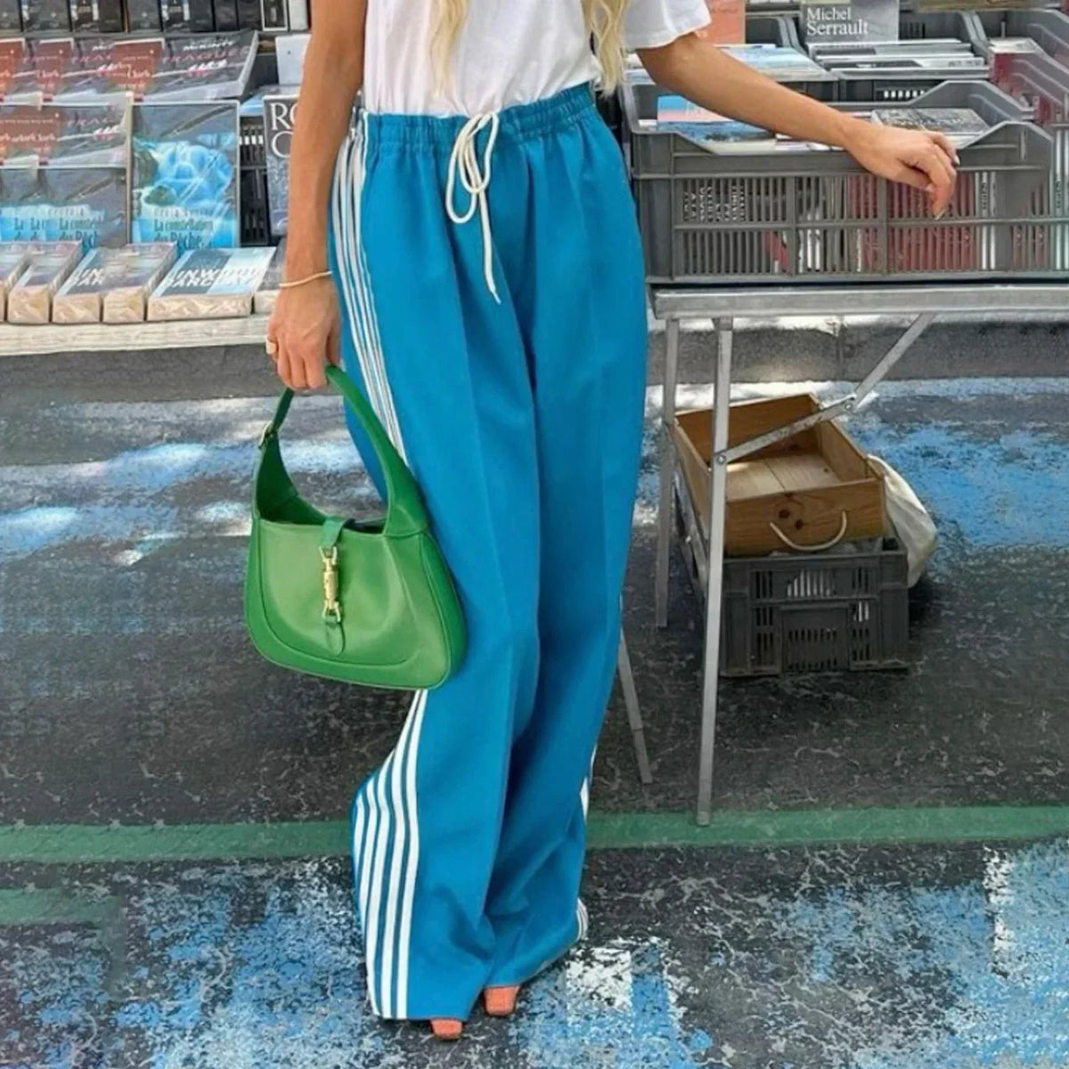 Pantalon de survêtement Sandra rayé à cordon