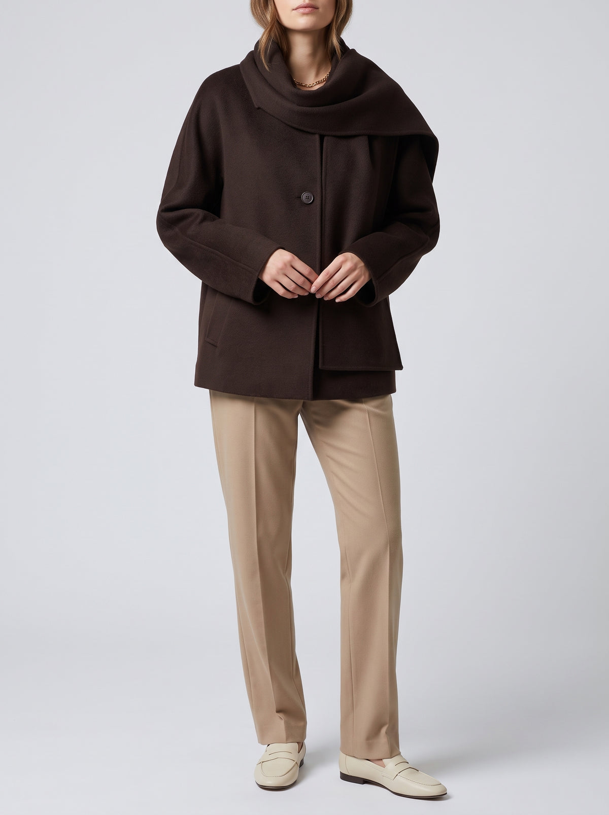 Cecille Coat with Matching Scarf — Black