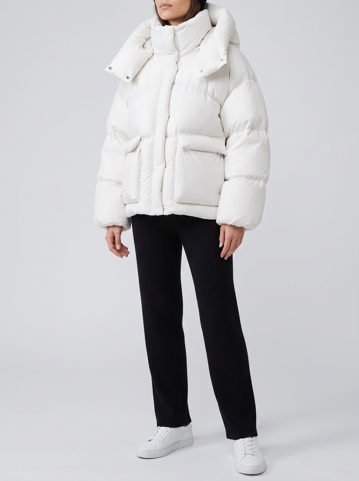 Janine Hooded Quilted Coat — White