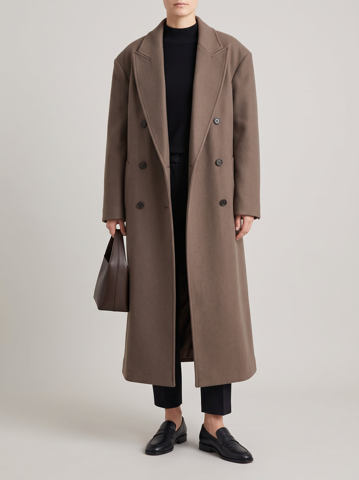 Nicole Long Oversized Coat — Brown