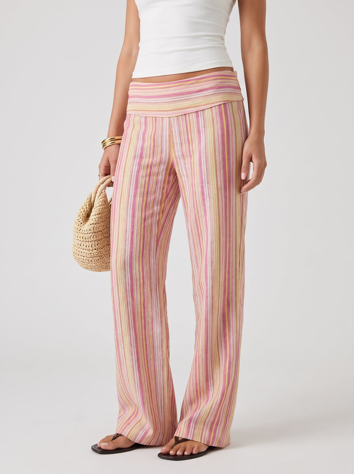 Sienna Striped Palazzo Pants — Orange/Yellow