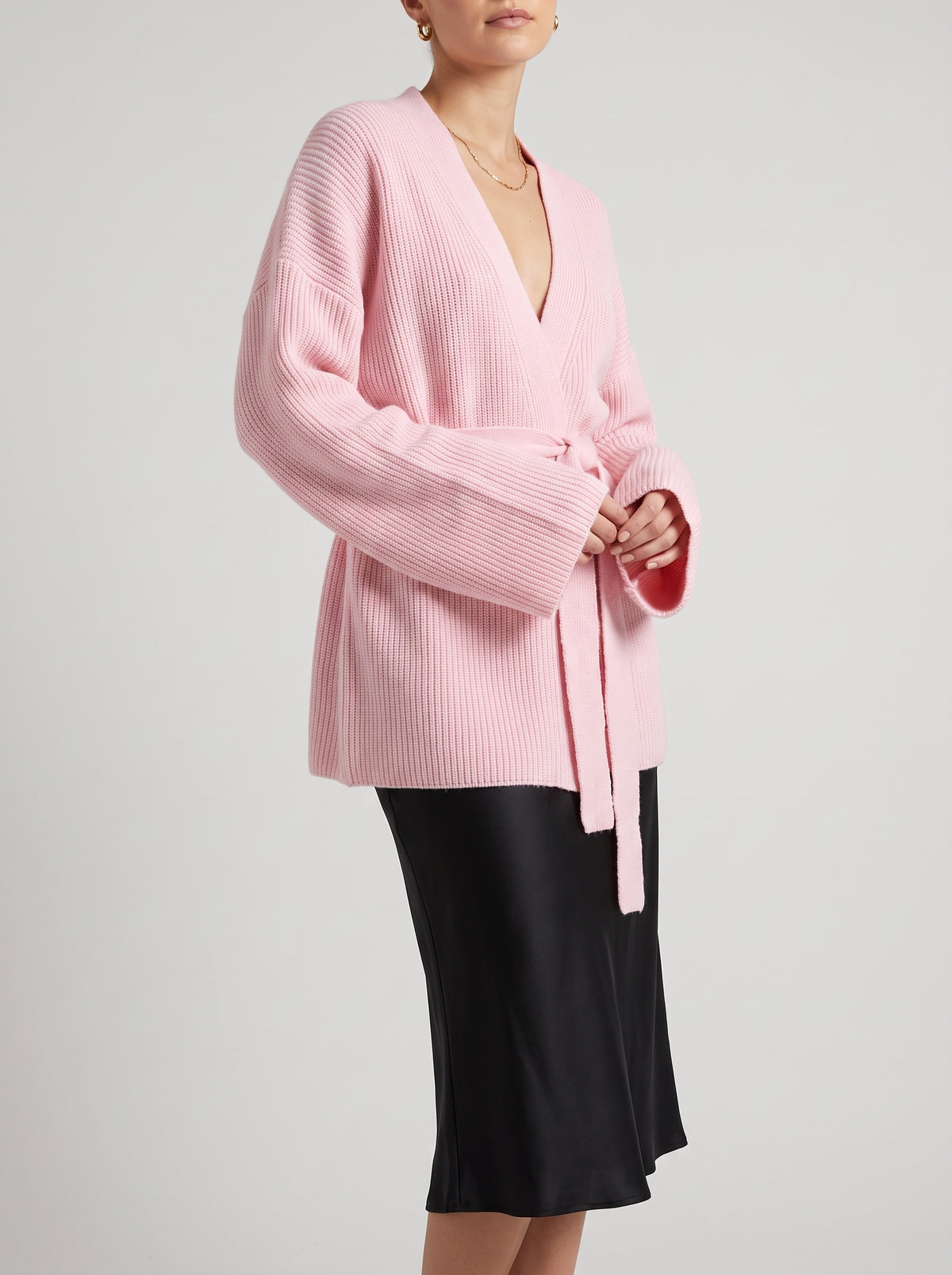 Bianca Belted Midi Cardigan - Pink