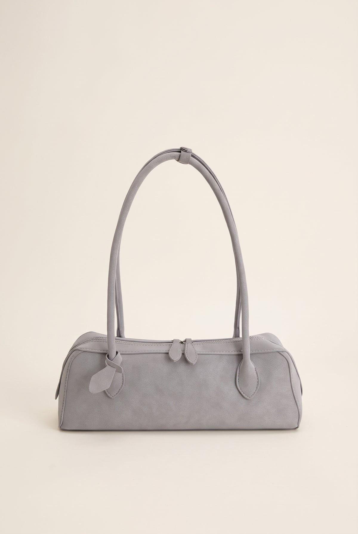 Adora Faux Suede Baguette Bag — Gray
