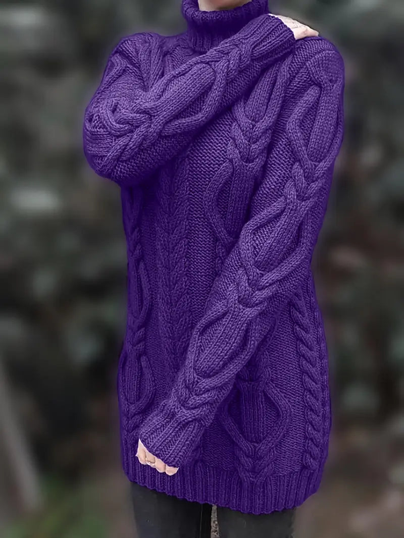 MADELEINE — Robe à Col Roulé en Maille Torsadée