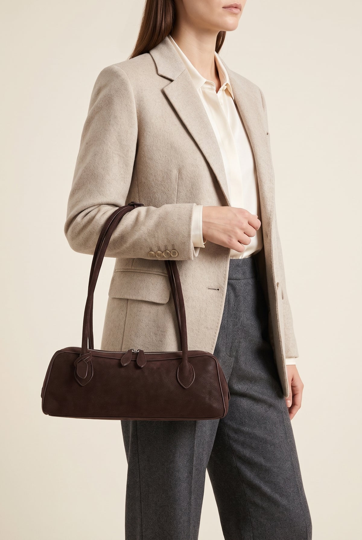 Adora Faux Suede Baguette Bag — On-Model View