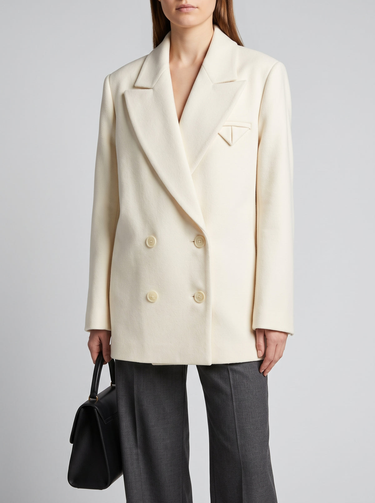 Angeline Mid-Length Blazer Coat — White