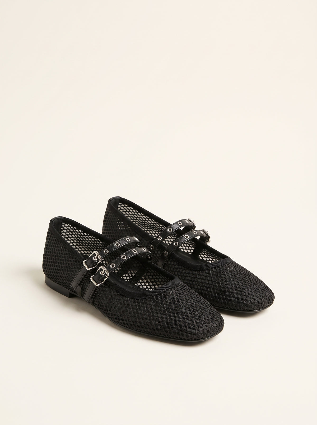 Ballerines Valerie en résille à boucle - Noir