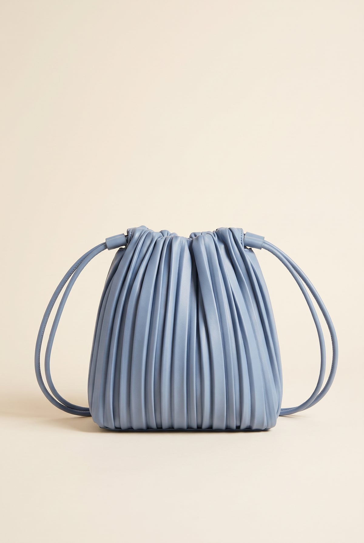 Bianca Pleated Faux Leather Mini Shoulder Bag — Blue