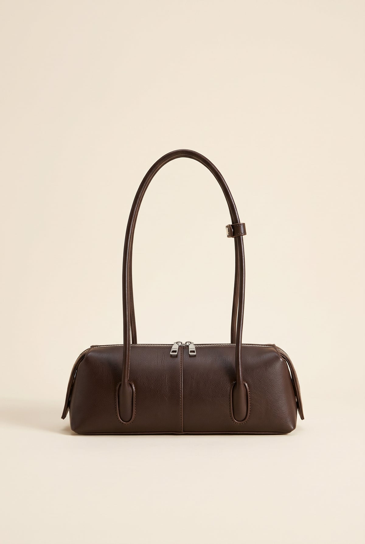 Beatrice Retro Faux Suede Shoulder Bag — Coffee